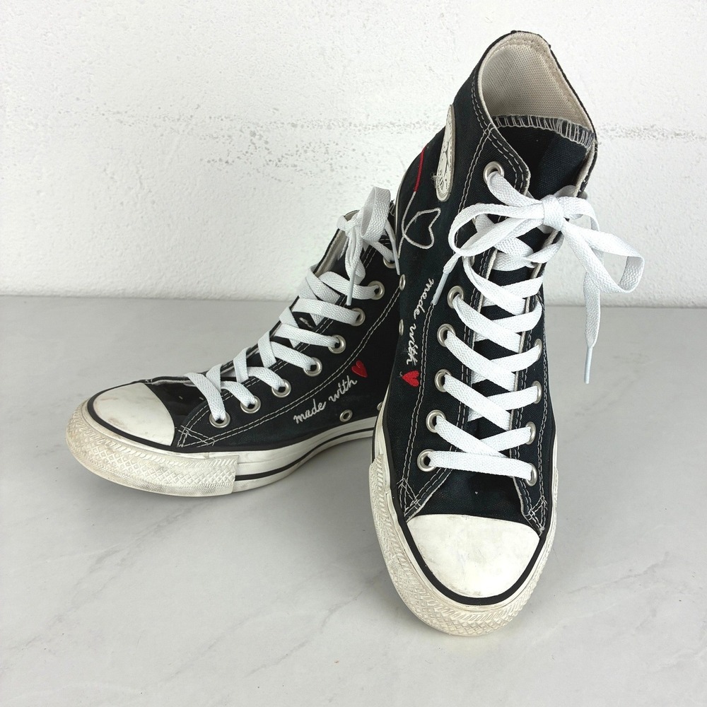 Converse Chuck Taylor Made With Love Black Heart High Tops Mens 7 Womens 9